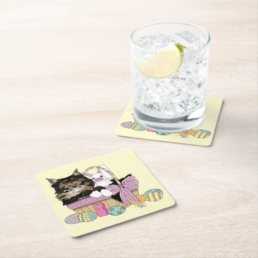 Osterkörbe Tabby Kitten Rechteckiger Pappuntersetzer (Vor Ort)