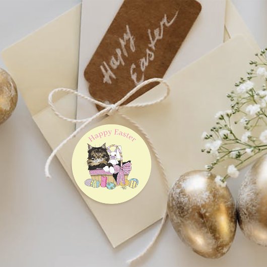 Osterkörbe Tabby Kitten Runder Aufkleber