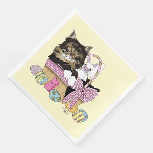 Osterkörbe Tabby Kitten Serviette (Ecke)