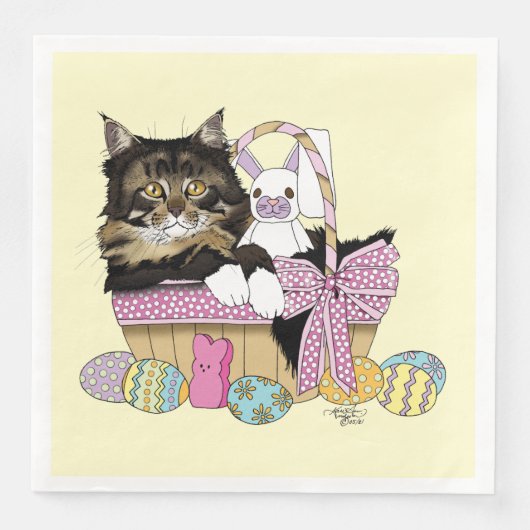 Osterkörbe Tabby Kitten Serviette (Vorderseite)
