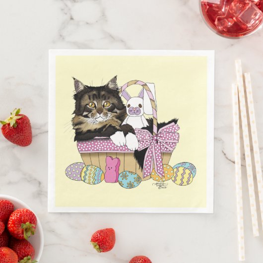 Osterkörbe Tabby Kitten Serviette (Beispiel)