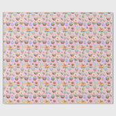 Osterkörbe und Eiermuster - weichrosa Geschenkpapier (Flach)