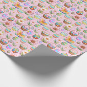 Osterkörbe und Eiermuster - weichrosa Geschenkpapier (Ecke)