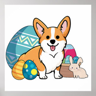 Osterkorgi Hund Niedlicher Cartoon Osternägel, B Poster