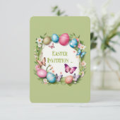 Osterkranz: Frohe Ostern -  Einladung (Stehend Vorderseite)