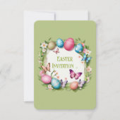 Osterkranz: Frohe Ostern -  Einladung (Vorderseite)