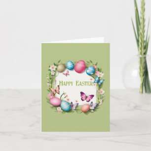 Osterkranz: Frohe Ostern -  Karte