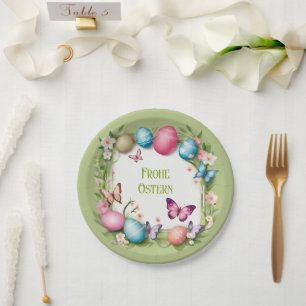Osterkranz: Frohe Ostern - Pappteller