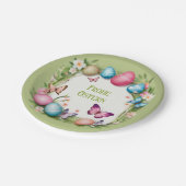 Osterkranz: Frohe Ostern - Pappteller (Schrägansicht)