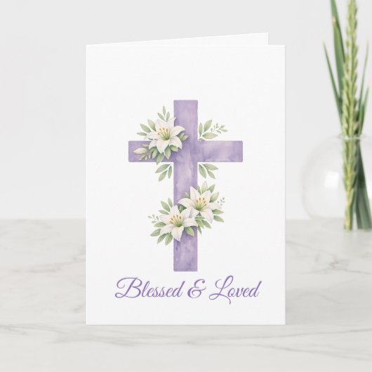 Osterkreuz-Aquarell-Blumen-Muttertag Karte (Vorderseite)