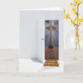 Osterkreuz auf Hügel mit Tür Karte (Gelbe Blume)