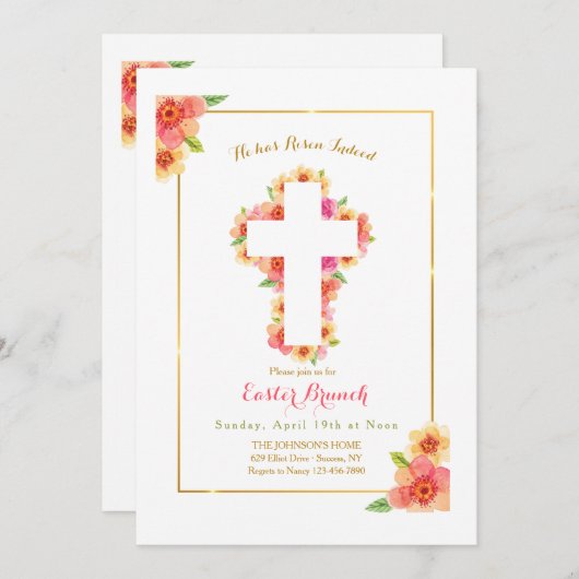 Osterkreuz Einladung (Vorne/Hinten)