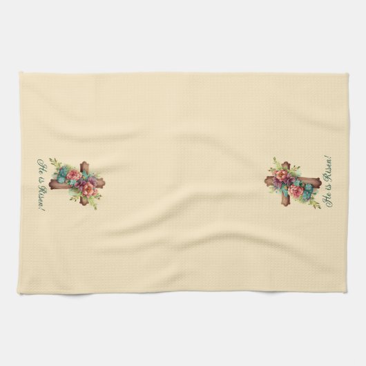 Osterkreuz "Er ist Risen" Geschirrtuch (Horizontal)