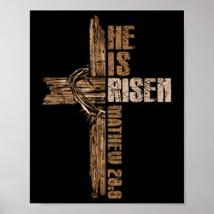 Osterkreuz ist er Risen Jesus Christlich glücklich Poster