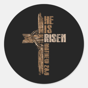 Osterkreuz ist er Risen Jesus Christlich glücklich Runder Aufkleber