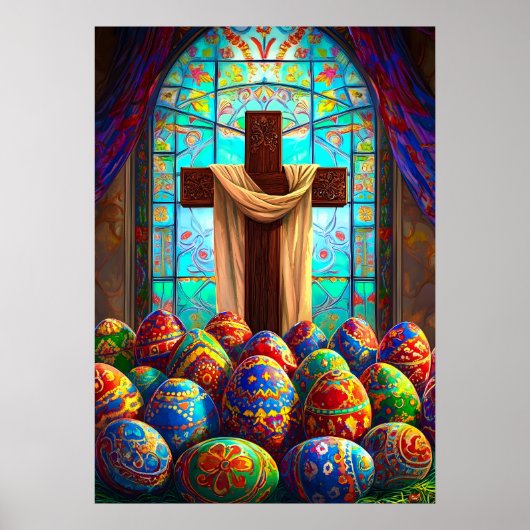 Osterkreuz Jesus Christentum Mauer Kunst Poster (Vorne)