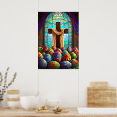 Osterkreuz Jesus Christentum Mauer Kunst Poster (Küche)