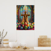 Osterkreuz Jesus Kirche Religiöse Kunst Poster (Küche)