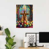 Osterkreuz Jesus Kirche Religiöse Kunst Poster (Heimbüro)