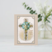 Osterkreuz mit Blume Postkarte (Stehend Vorderseite)