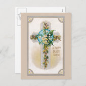 Osterkreuz mit Blume Postkarte (Vorne/Hinten)