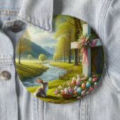 Osterkreuz mit Hasen und Eiern Button (Beispiel)