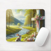 Osterkreuz mit Hasen und Eiern Mousepad (Mit Mouse)