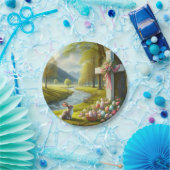 Osterkreuz mit Hasen und Eiern Pappteller (Party)