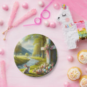 Osterkreuz mit Hasen und Eiern Pappteller (Party)