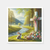 Osterkreuz mit Hasen und Eiern Serviette (Vorderseite)