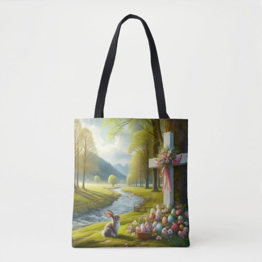 Osterkreuz mit Hasen und Eiern Tasche (Vorderseite)