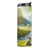 Osterkreuz mit Hasen und Eiern Thermosbecher (Nach links gedreht)