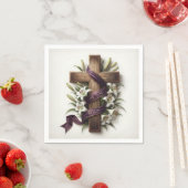 Osterkreuz mit Lila Schleife Serviette (Beispiel)