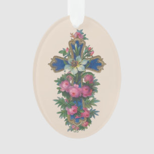Osterkreuz mit Lilie Ornament