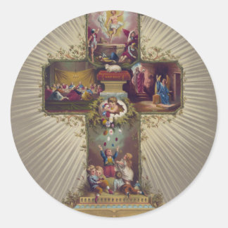 Osterkreuz Runder Aufkleber
