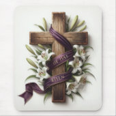 Osterkreuz und Lila Schleife Mousepad (Vorne)