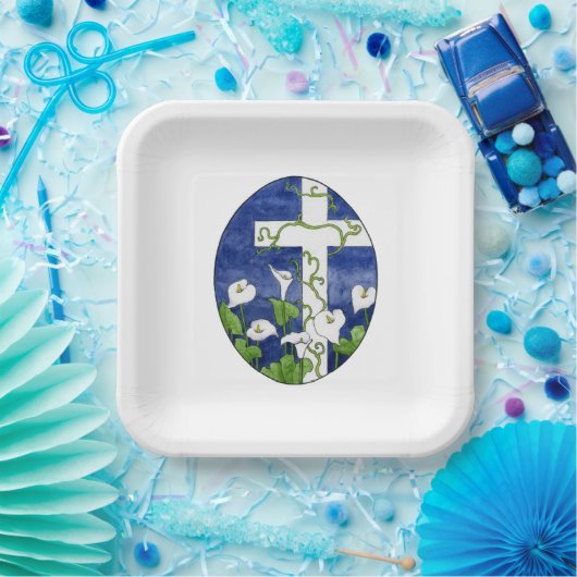 Osterkreuzfeier Pappteller (Party)