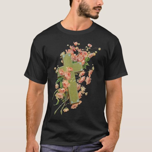 Osterkreuzrosa Blume Schwarzes Unisex Erwachsenes T-Shirt (Vorderseite)