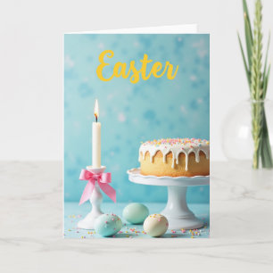 Osterkuchen und Kerzen Frühling Grußkarte Karte