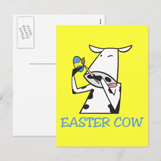 Osterkuh Feiertagspostkarte (Vorne/Hinten)