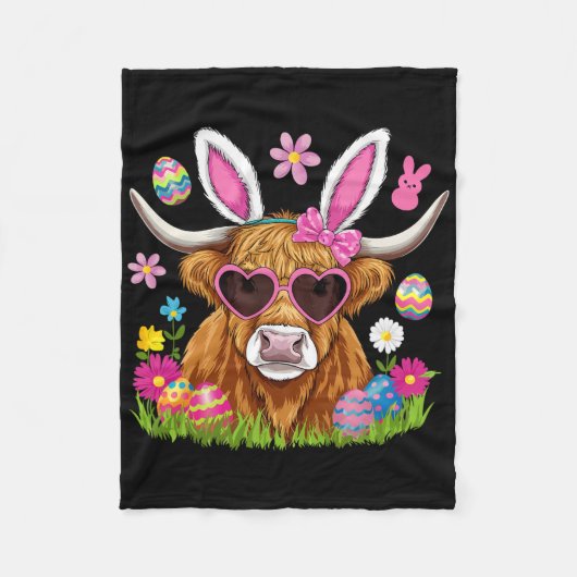 Osterkuh Niedlich Ostern Sonniger Bauer Frauen Kin Fleecedecke (Vorderseite)