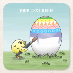 Osterküken bemalt das Osterei Rechteckiger Pappuntersetzer