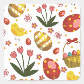 Osterküken Blume Eier Feier Quadratischer Aufkleber (Vorderseite)