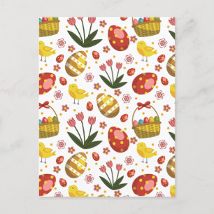 Osterküken Blumen Eier Feier Feiertagspostkarte