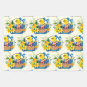 Osterküken Bunny Daffodien 3 Farbige Kinder Geschenkpapier Set (Vorderseite 2)