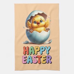 Osterküken, fröhliche Kinderzeichnung Geschirrtuch