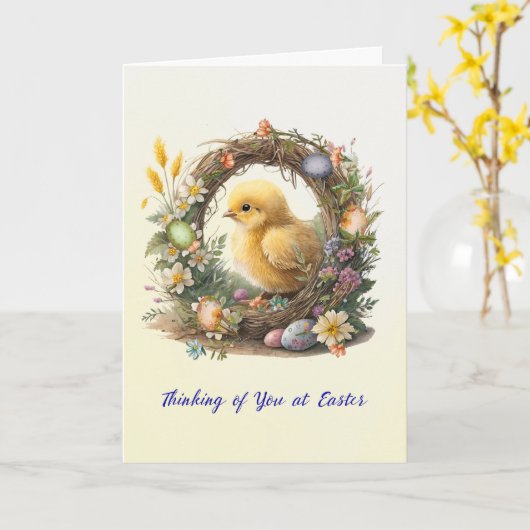 Osterküken Grapevine Karte (Gelbe Blume)