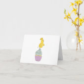 Osterküken, Huhn auf Cupcake BLANK Karte (Gelbe Blume)