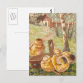 Osterküken im Retro-Stil Postkarte (Vorne/Hinten)