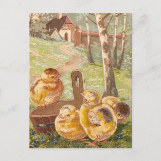 Osterküken im Retro-Stil Postkarte (Vorderseite)